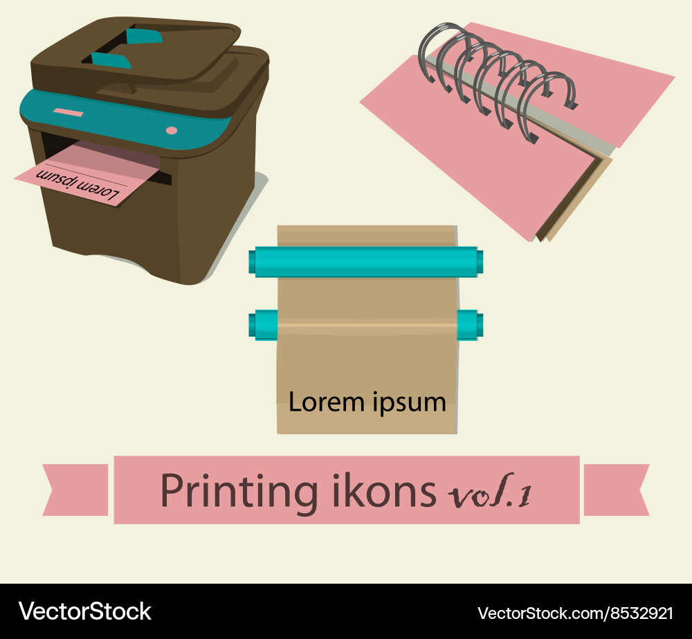 Print icons set 1 vector image