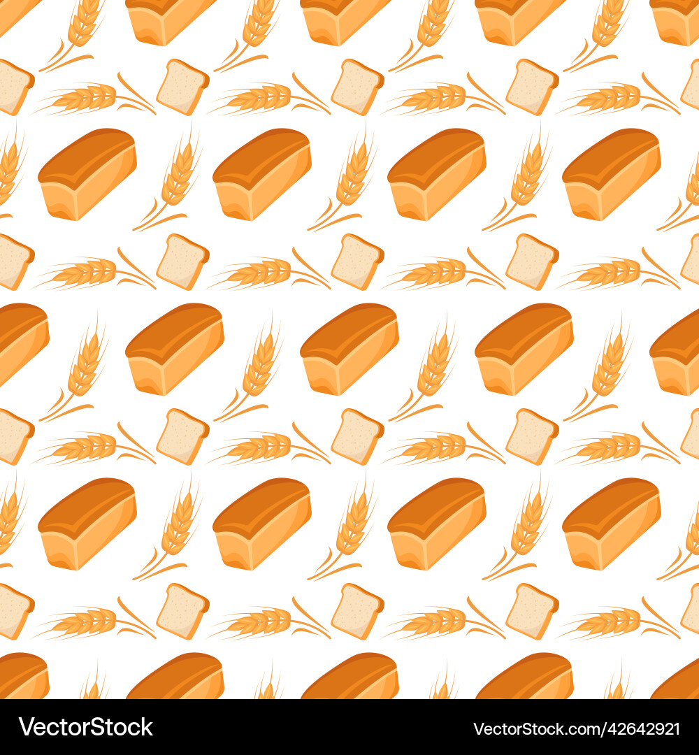 Seamless pattern with bread and ears of wheat Vector Image