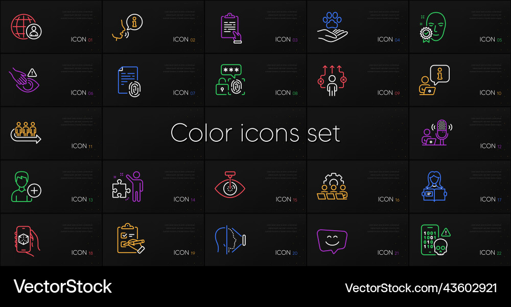 Set of face id checklist and teamwork line icons Set of face id checklist and teamwork line icons vector image