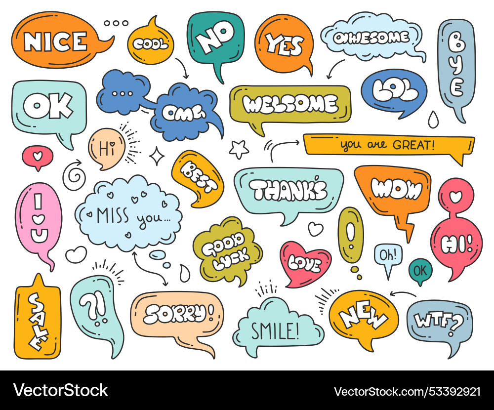Speech bubbles with words different shapes dialog Speech bubbles with words different shapes dialog vector image