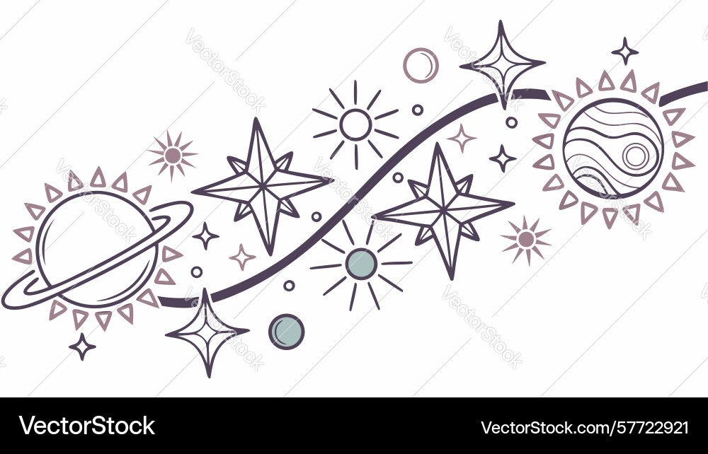 Swirling celestial elements dynamic space art Vector Image