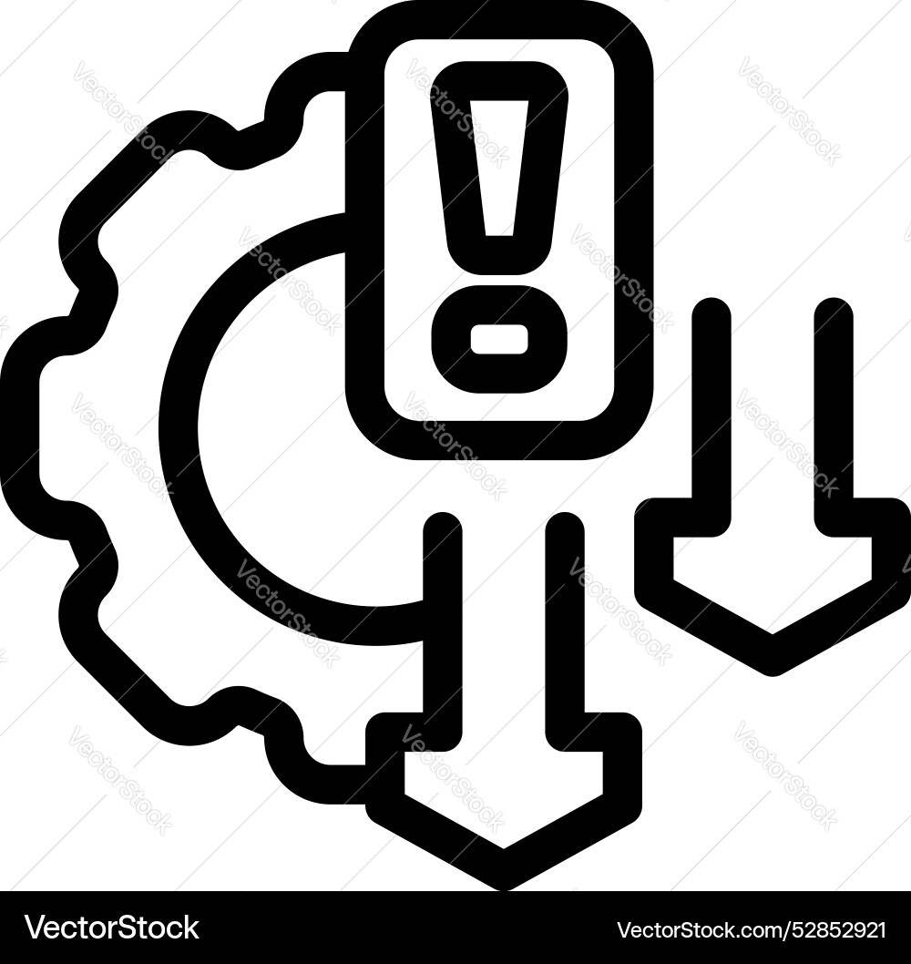 System crashing showing exclamation point inside System crashing showing exclamation point inside vector image