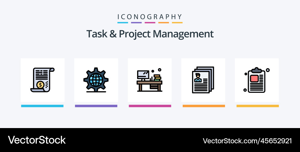 Task and project management line filled 5 icon Vector Image