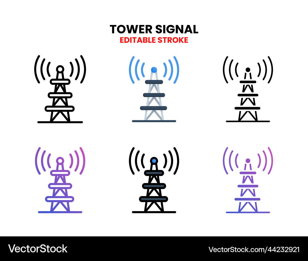 Tower signal icon set with different styles Tower signal icon set with different styles vector image