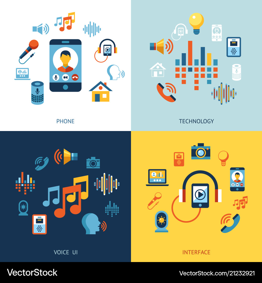 Voice user interface icon set Voice user interface icon set vector image