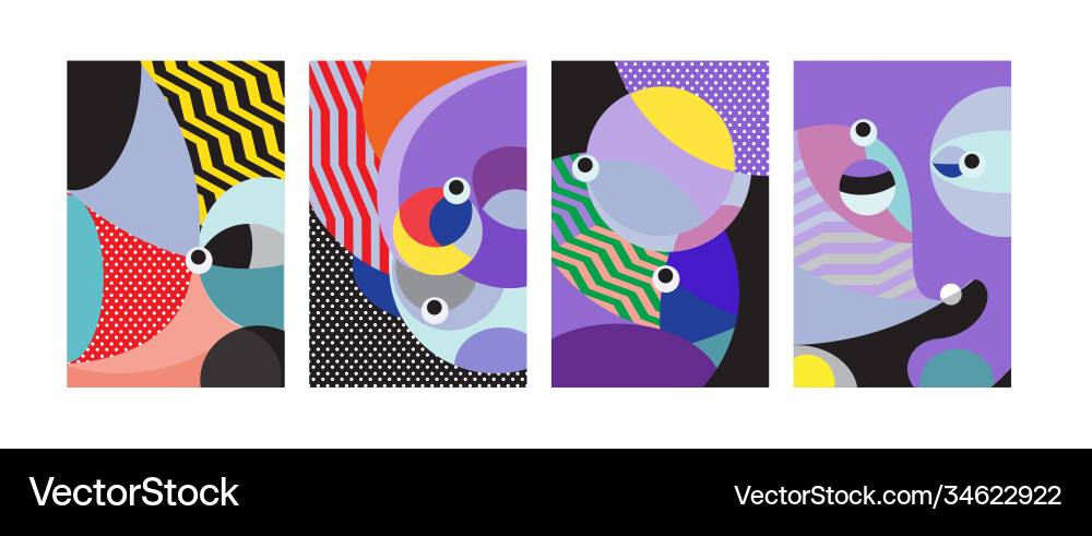 Abstract colorful geometric and curvy pattern Vector Image