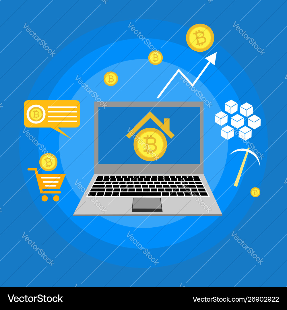 Blockchain scheme mining crypto currency server Blockchain scheme mining crypto currency server vector image