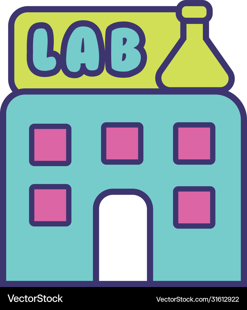 Building lab line and fill style icon Vector Image