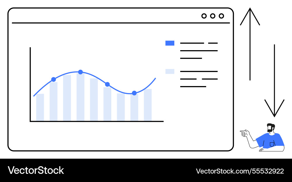 Business data analysis with trend graph and up vector image