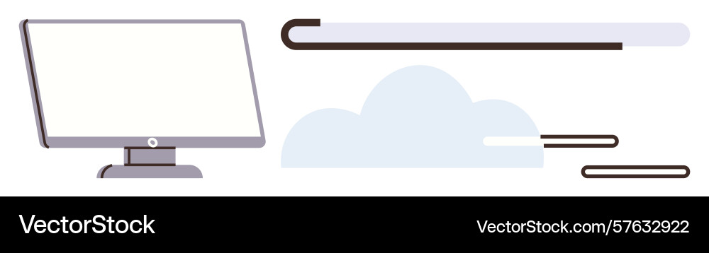 Cloud computing concept with monitor Cloud computing concept with monitor vector image