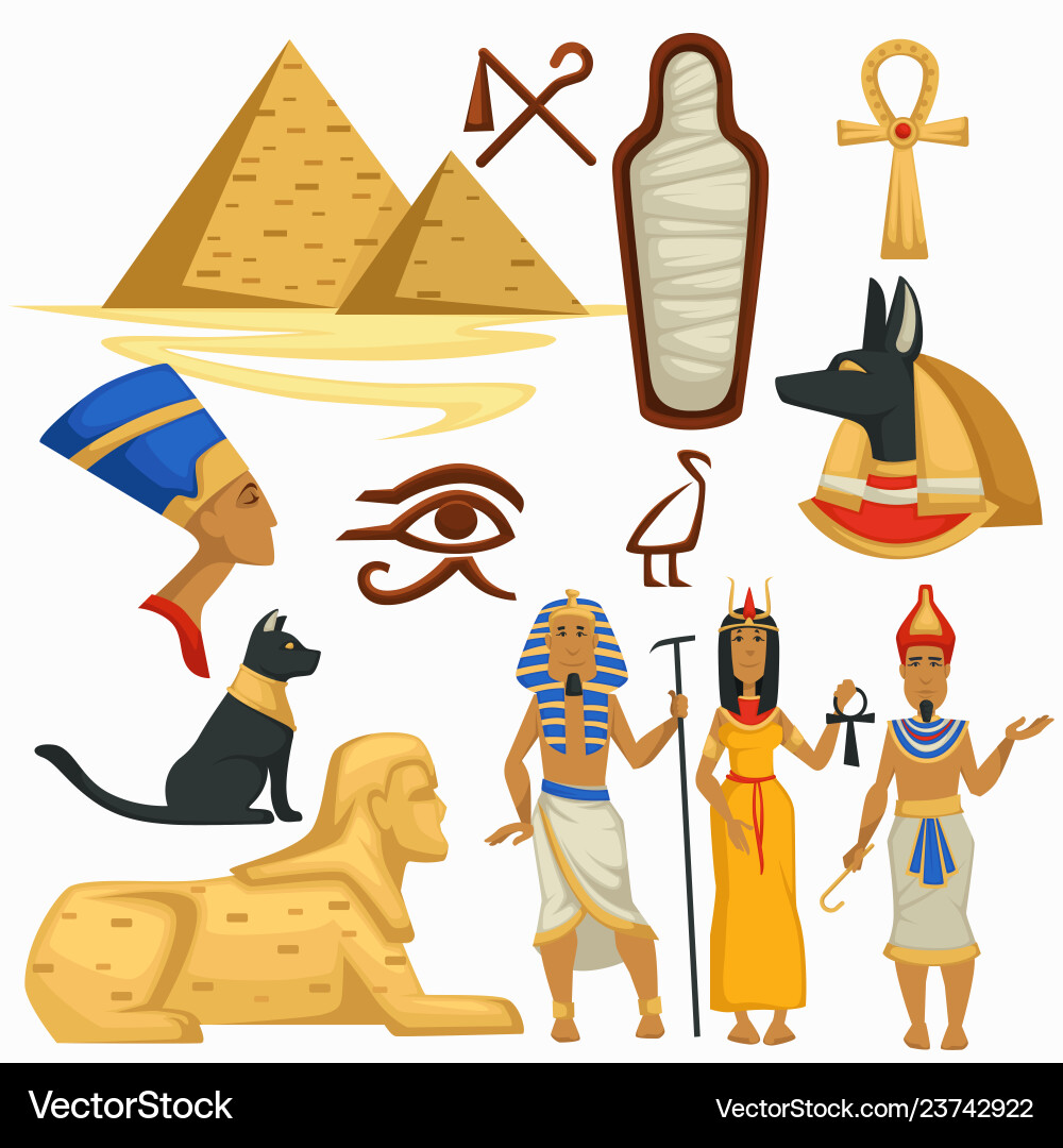 Egypt symbols traveling pyramids and sphinx Egypt symbols traveling pyramids and sphinx vector image