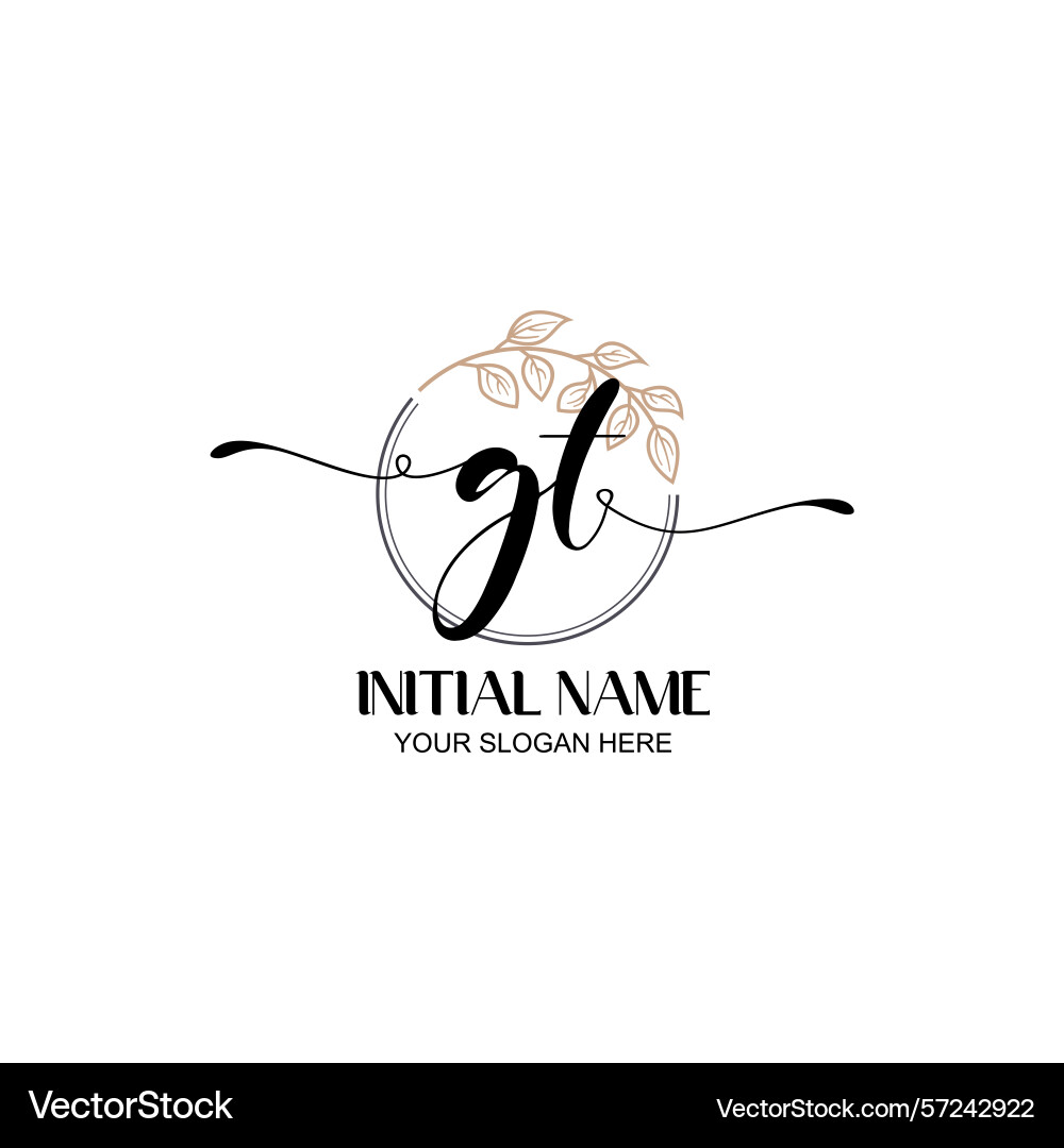 Elegant gt initial logo design with botanical Elegant gt initial logo design with botanical vector image