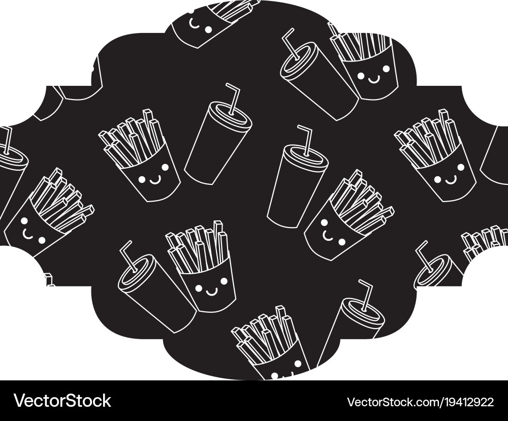 Frame with fast food pattern background Vector Image