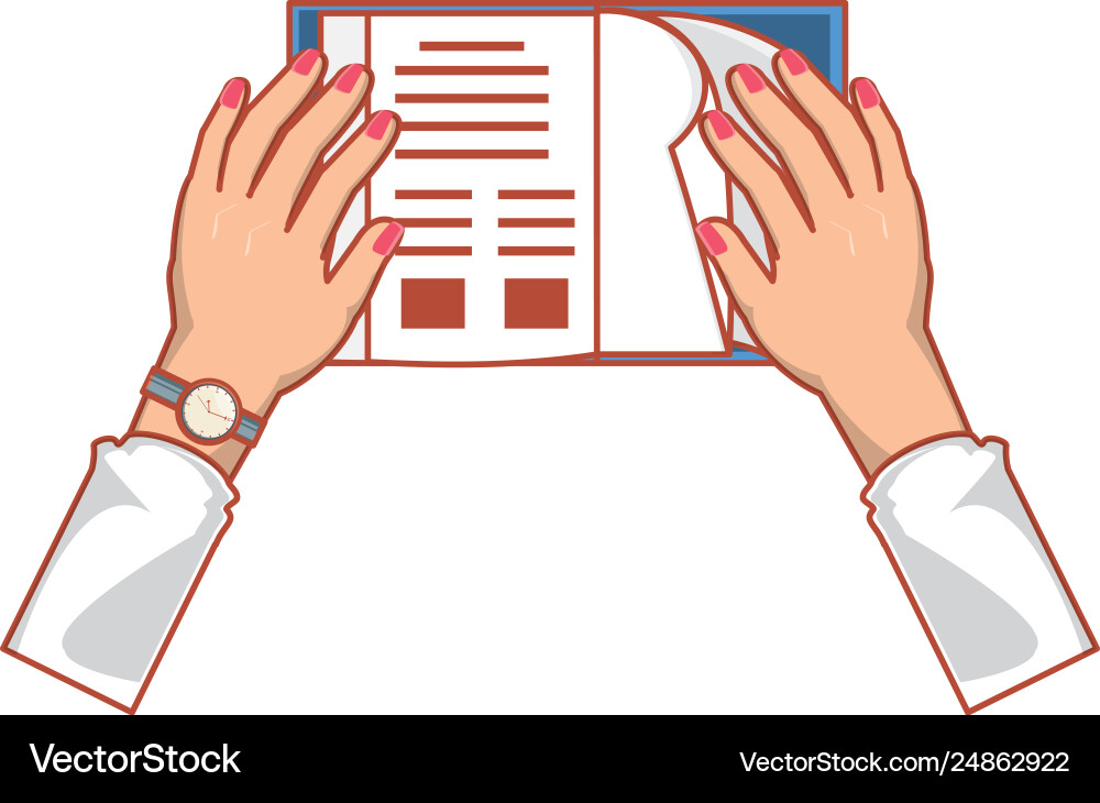 Hands with notebook school open Hands with notebook school open vector image