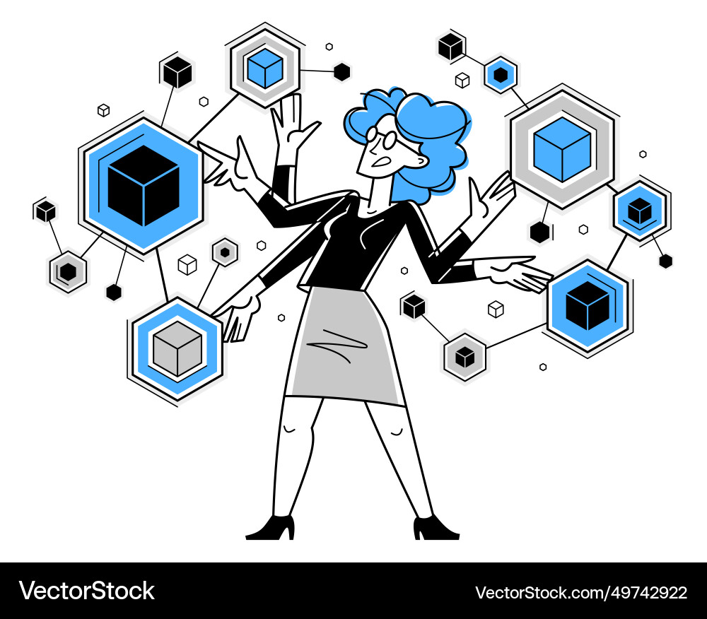 Inspired inventive designer or engineer composing Inspired inventive designer or engineer composing vector image