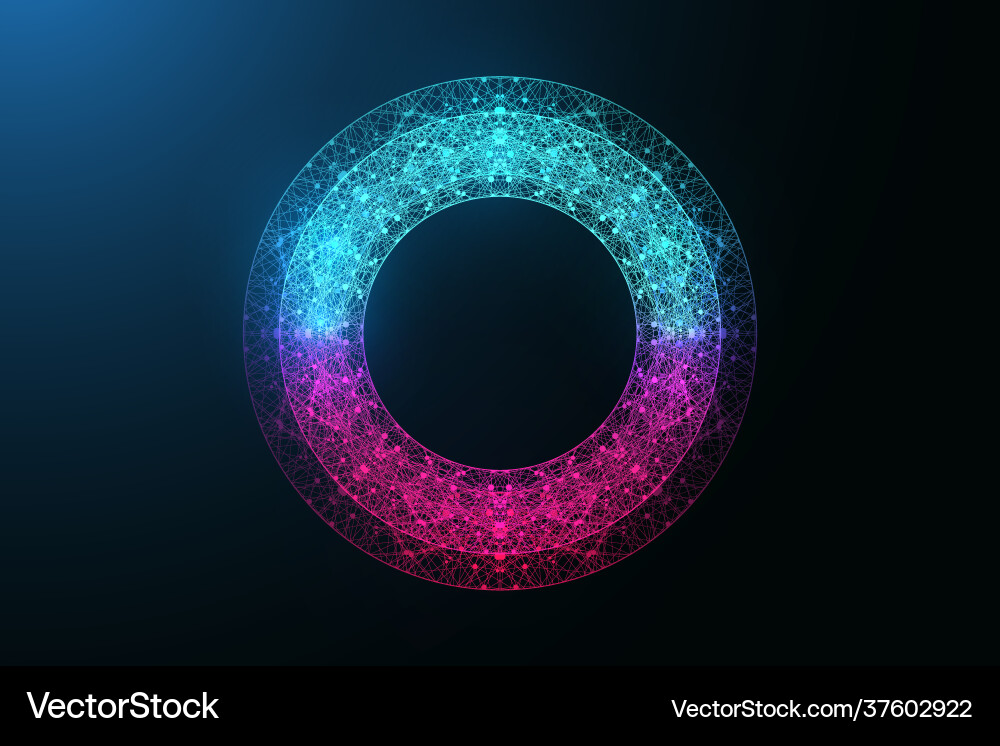 Neon Color Circle with Connecting Dots vector image