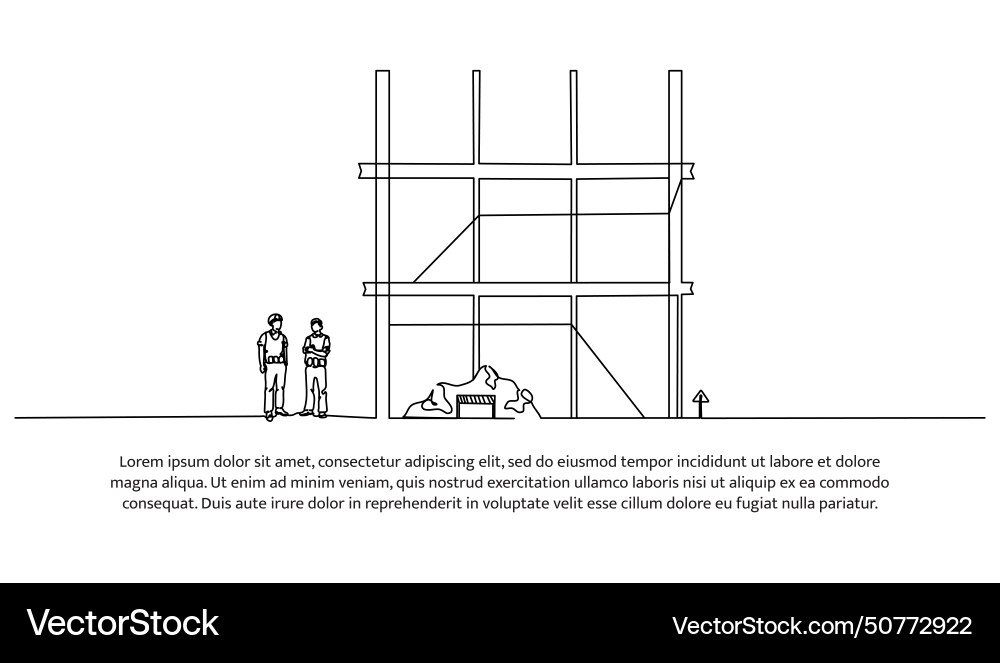 One line continuous of building structure One line continuous of building structure Vector Image