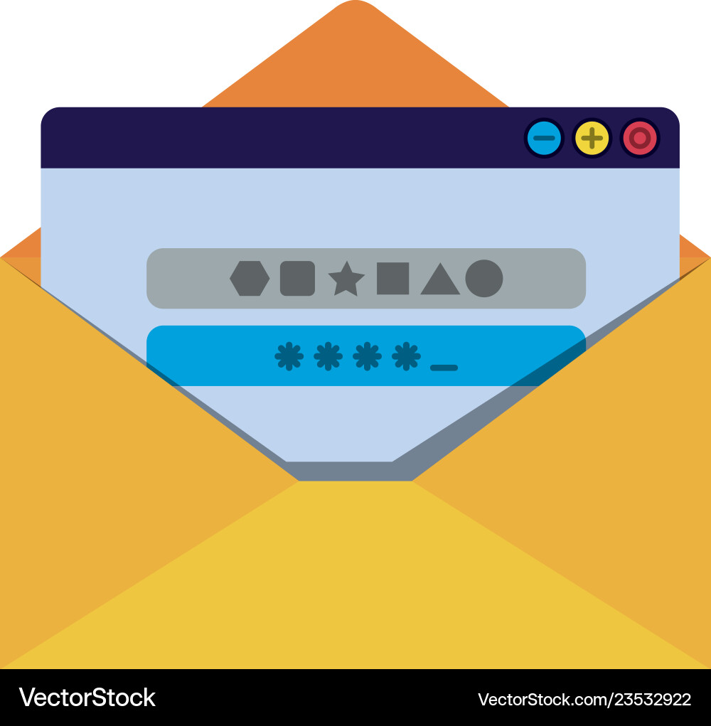 Open letter with password message isolated icons Vector Image