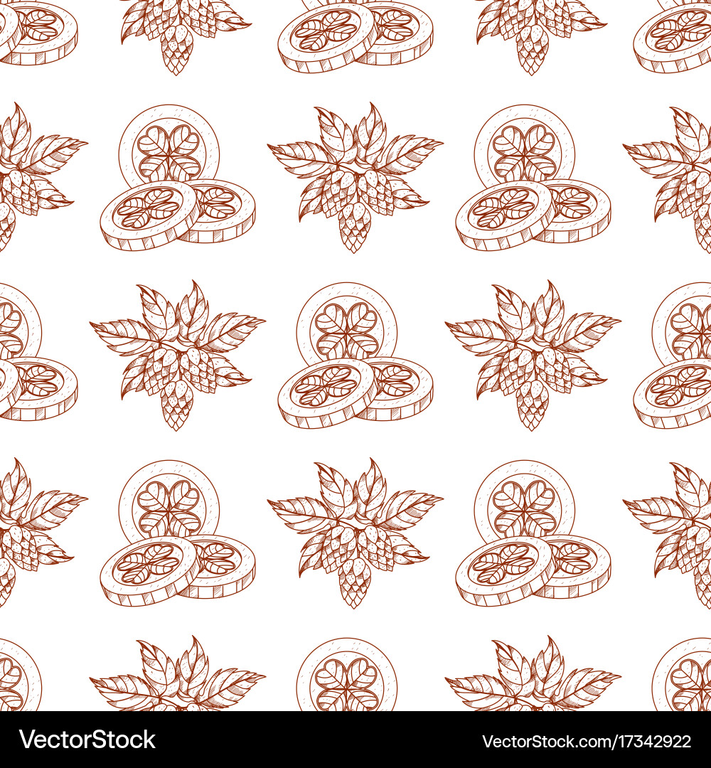 Seamless pattern coins with the image of clover vector image