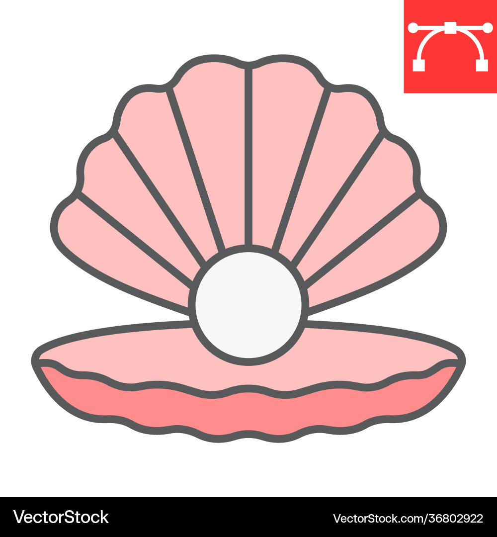 Seashell with pearl color line icon shell Vector Image