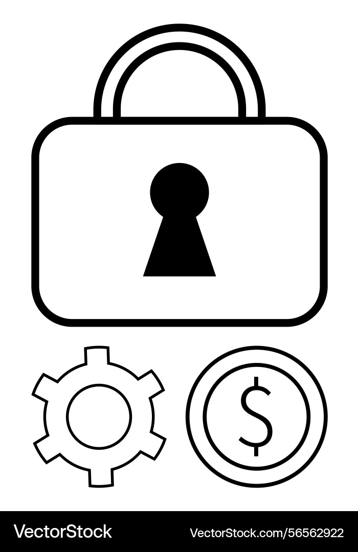 Secure gear and financial concept with simplistic Secure gear and financial concept with simplistic vector image