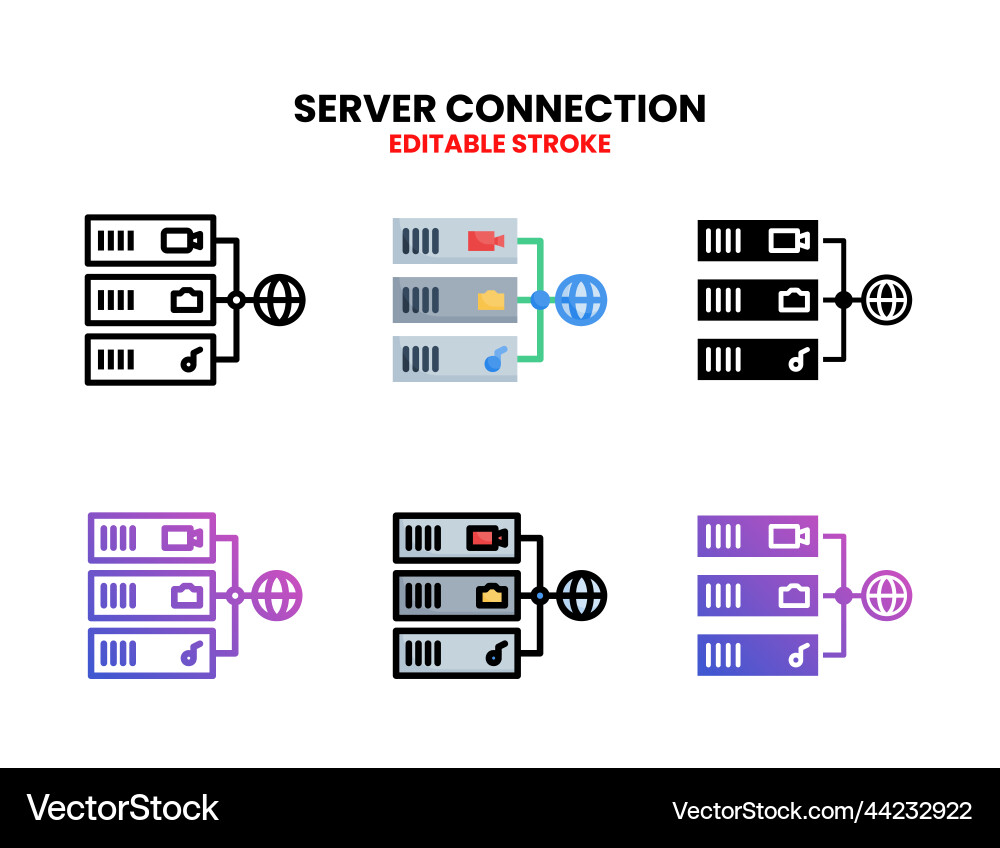 Server connection icon set with different style Server connection icon set with different style vector image