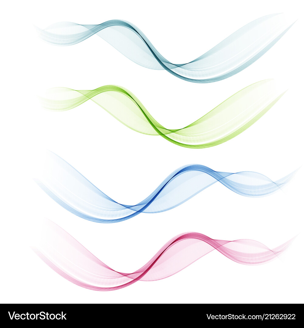 Set of abstract color wave smoke transparent blue Set of abstract color wave smoke transparent blue vector image