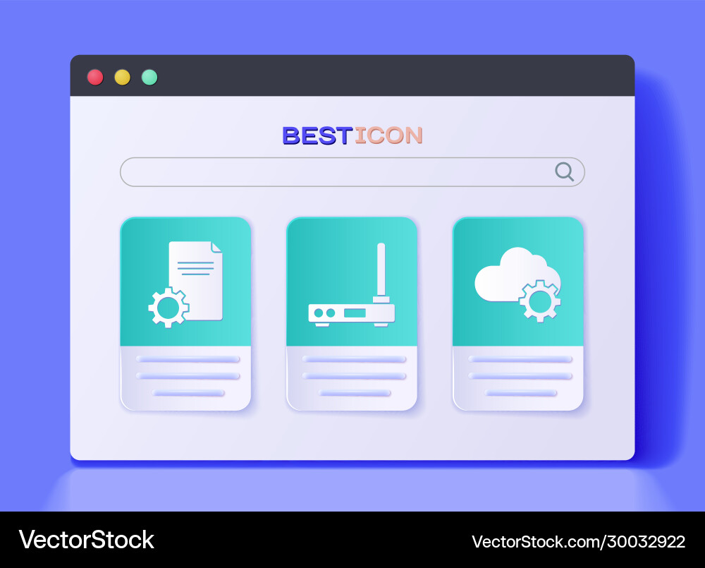 Set router and wi-fi signal file document Set router and wi-fi signal file document vector image