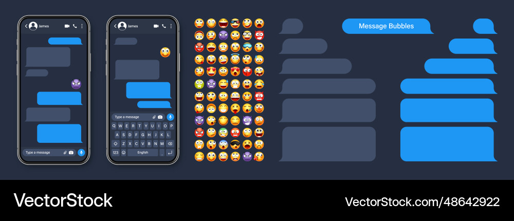 Smartphone messaging app user interface Smartphone messaging app user interface vector image