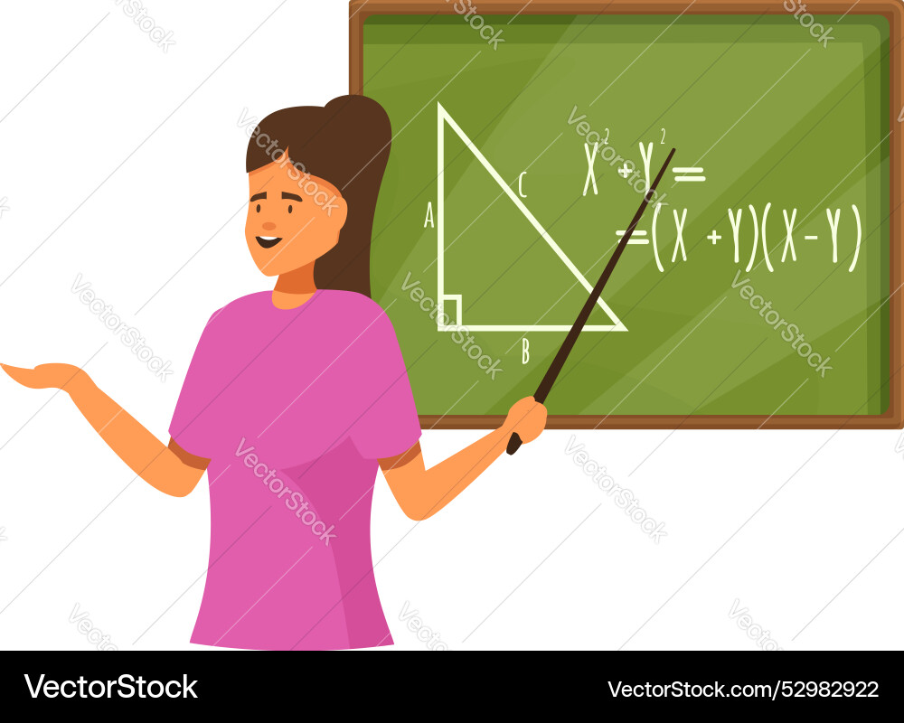 Teacher is explaining the pythagorean theorem Teacher is explaining the pythagorean theorem vector image