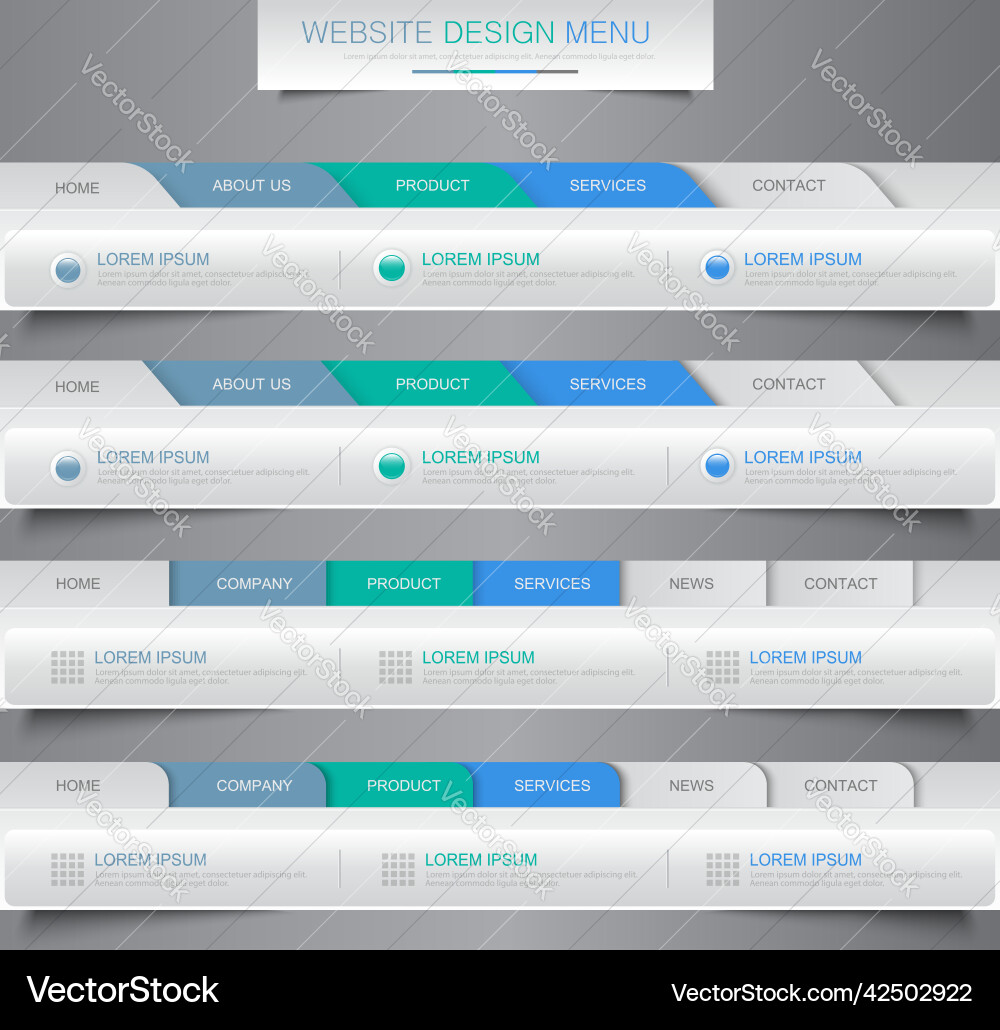 Website Design Menü Navigationselemente Website Design Menü Navigationselemente vektorbild