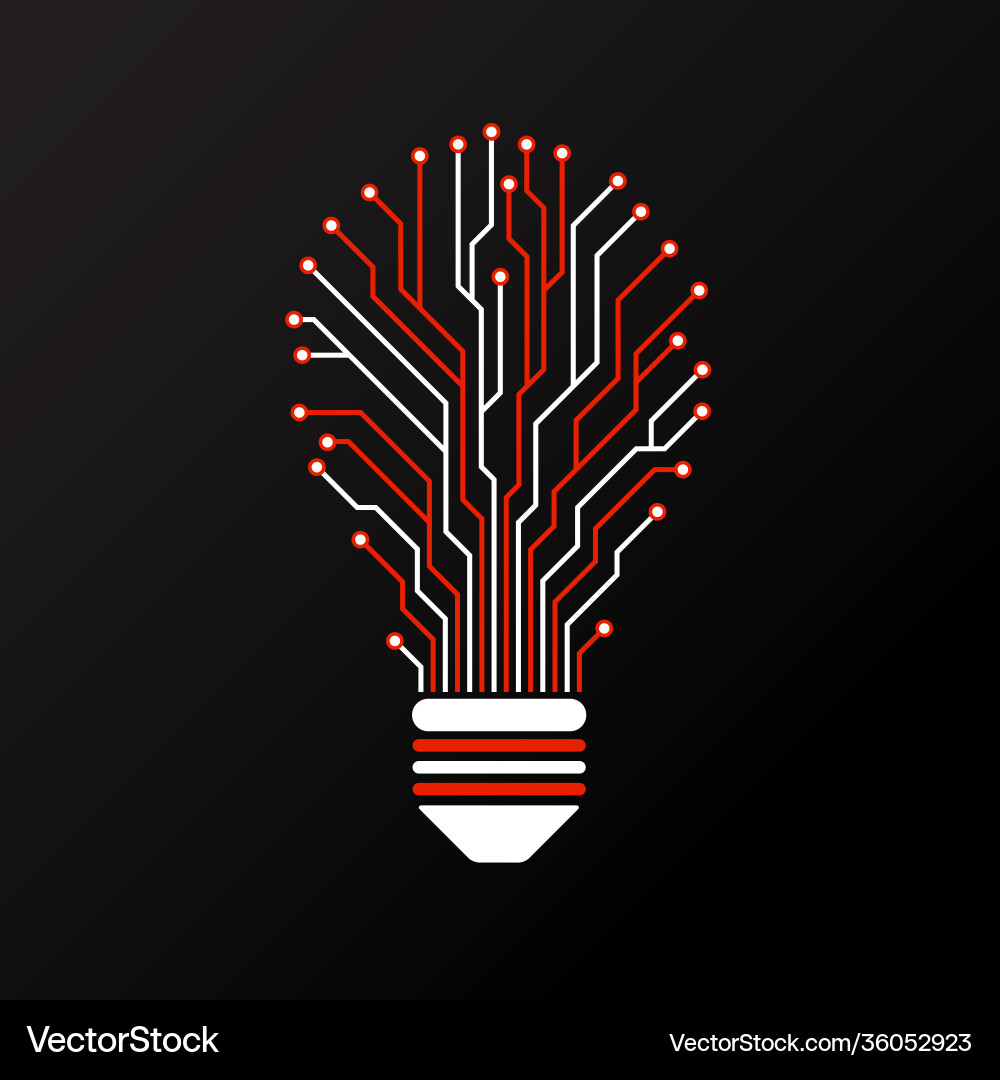 Abstract colorful lamp with circuit board vector image