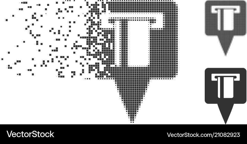 Atm Machine Map Pointer beschädigt Pixel Halfton Vektorbild