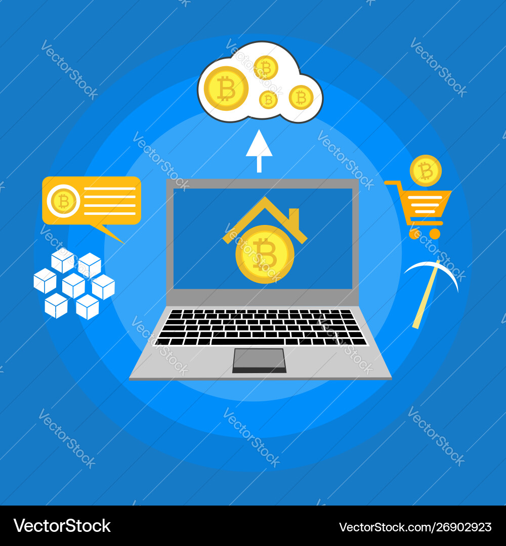 Blockchain scheme mining crypto currency server Blockchain scheme mining crypto currency server vector image