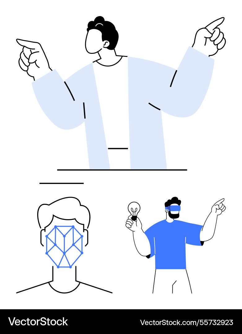 Digital interaction concepts with gesture control Digital interaction concepts with gesture control vector image