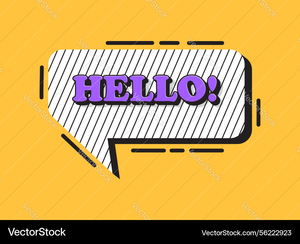 Hello speech bubble icon in flat style hi message Vector Image