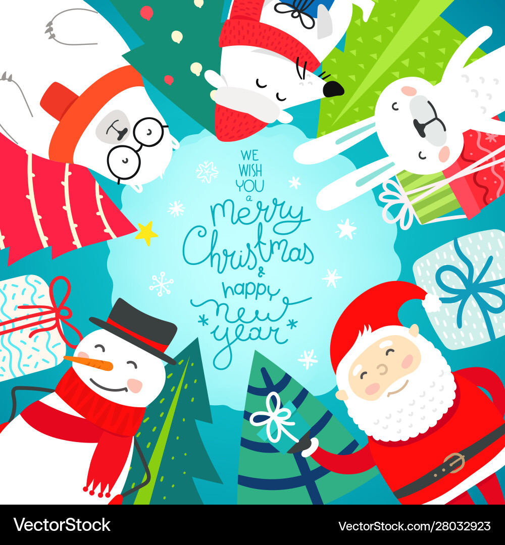 Merry christmas and happy new year greeting card Merry christmas and happy new year greeting card vector image