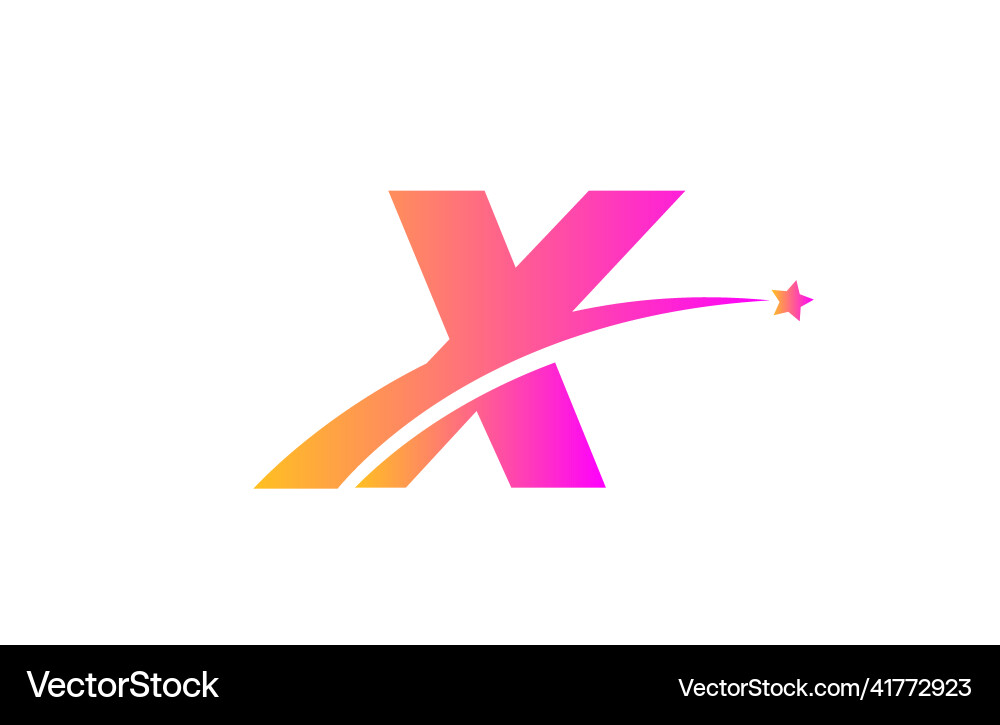 Pink Star X Logo Icon Royalty Free Vector Image
