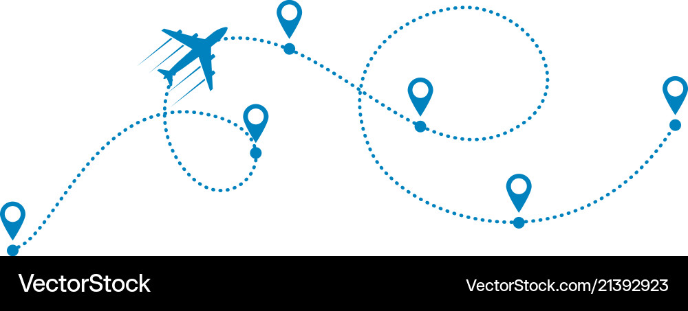 Plane and path Vector Image