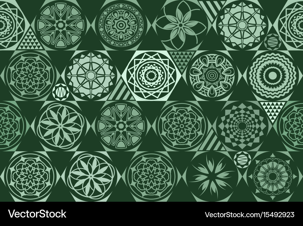 Retro green different seamless patterns tiling Vector Image