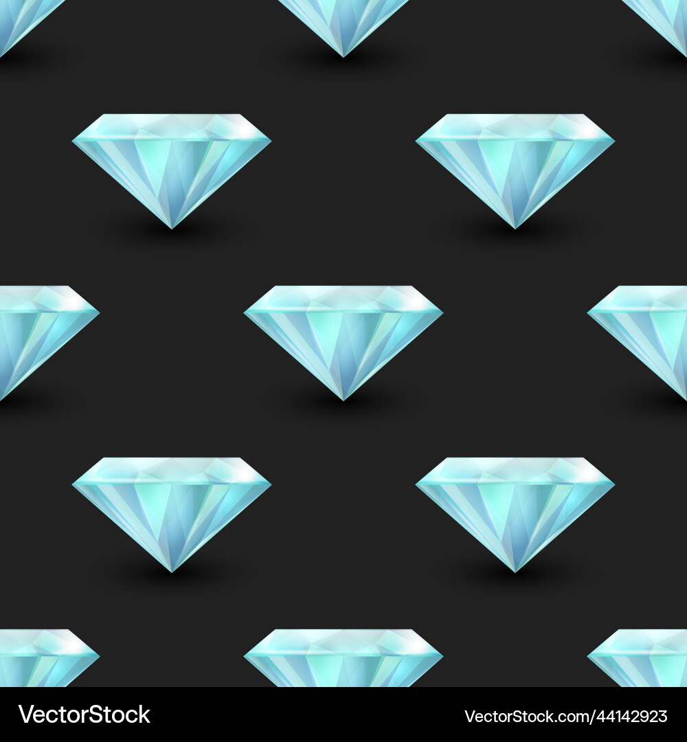 Seamless pattern with 3d realistic gemstone vector image