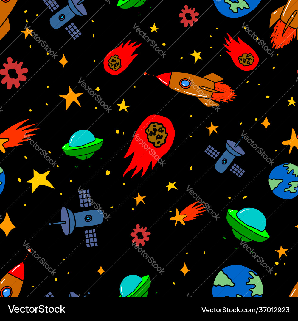 Seamless pattern with space design elements Seamless pattern with space design elements vector image