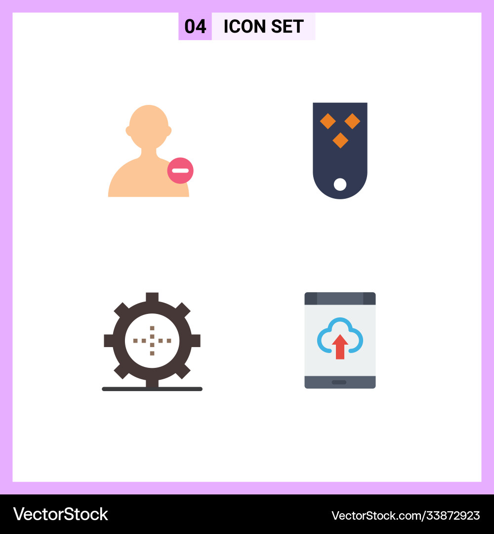 Set 4 flat icons on grid for basic gadget Vector Image