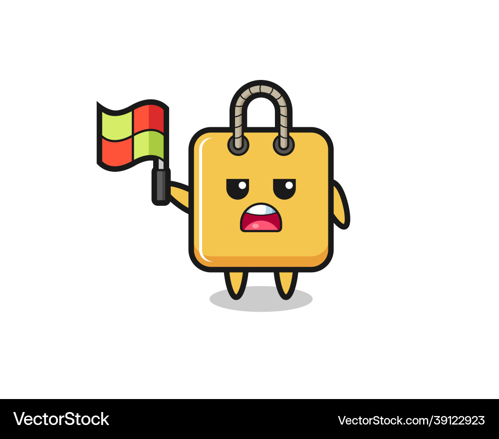 Shopping bag character as line judge putting Shopping bag character as line judge putting vector image