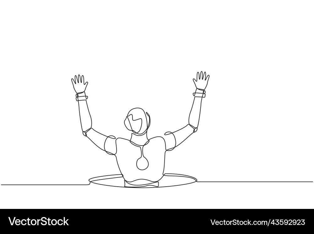 Single continuous line drawing robot fell Single continuous line drawing robot fell vector image