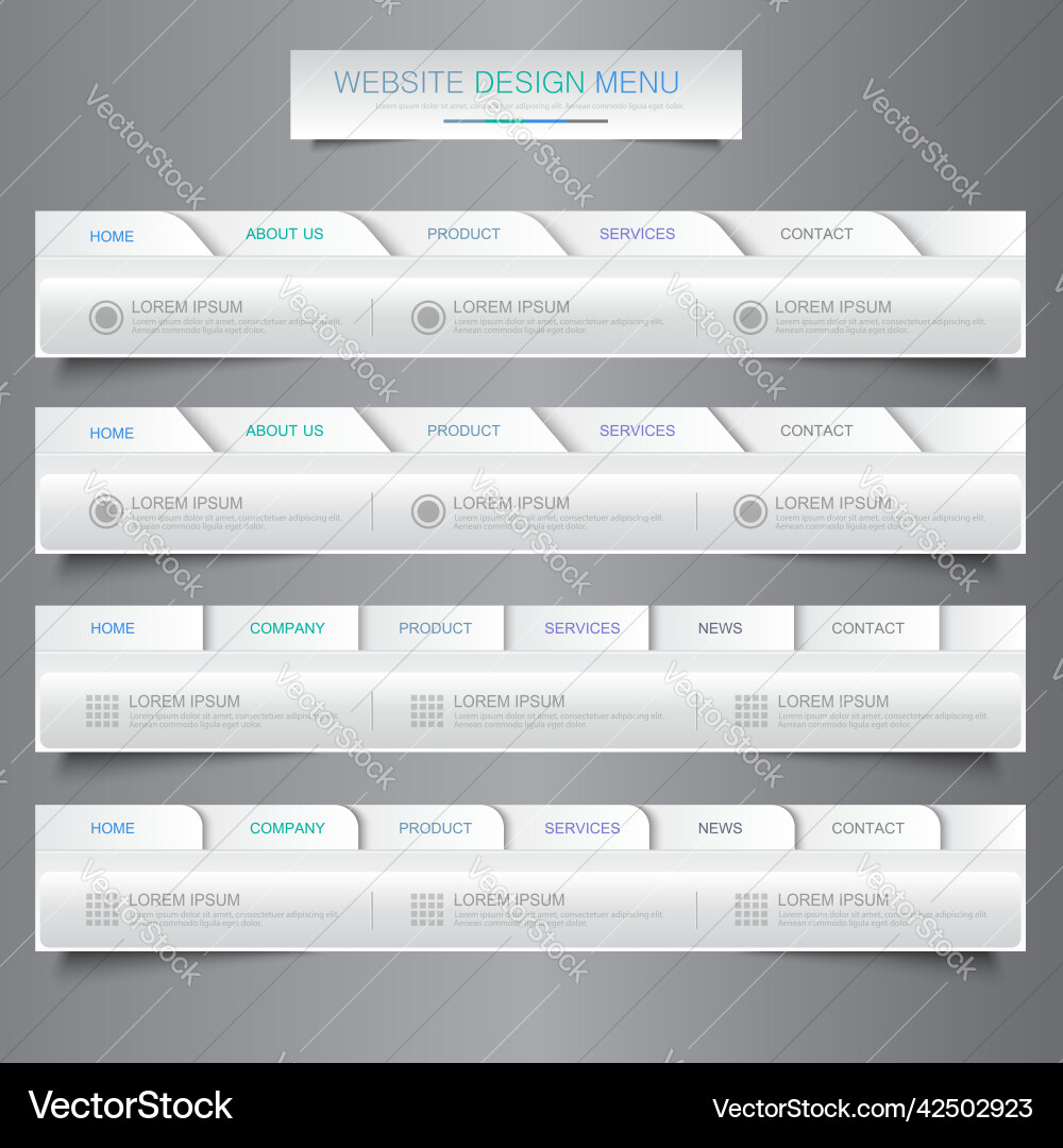 Web site design menu navigation elements Web site design menu navigation elements vector image