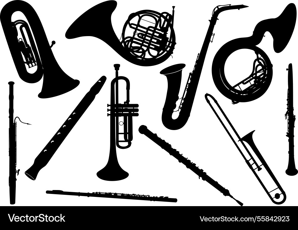 Wind instruments-set Vector Image