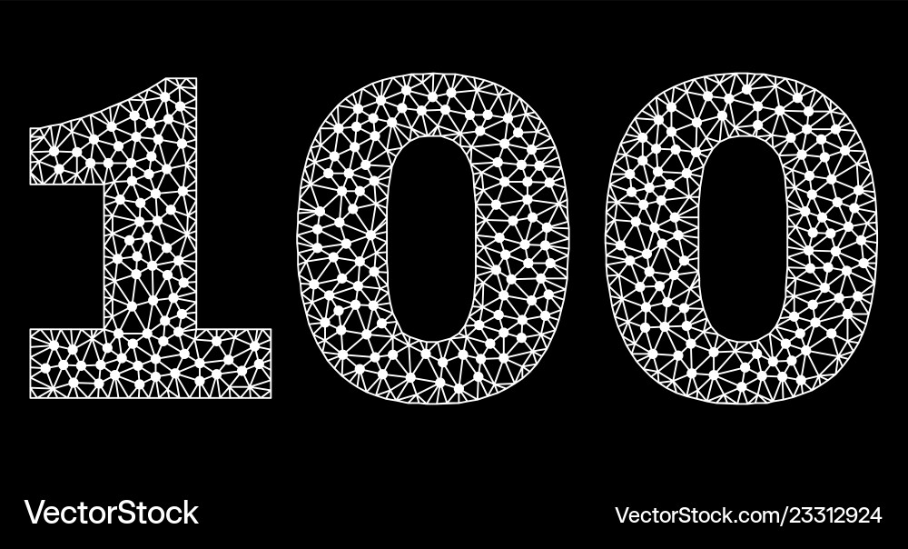 100 text in polygonal mesh style 100 text in polygonal mesh style vector image