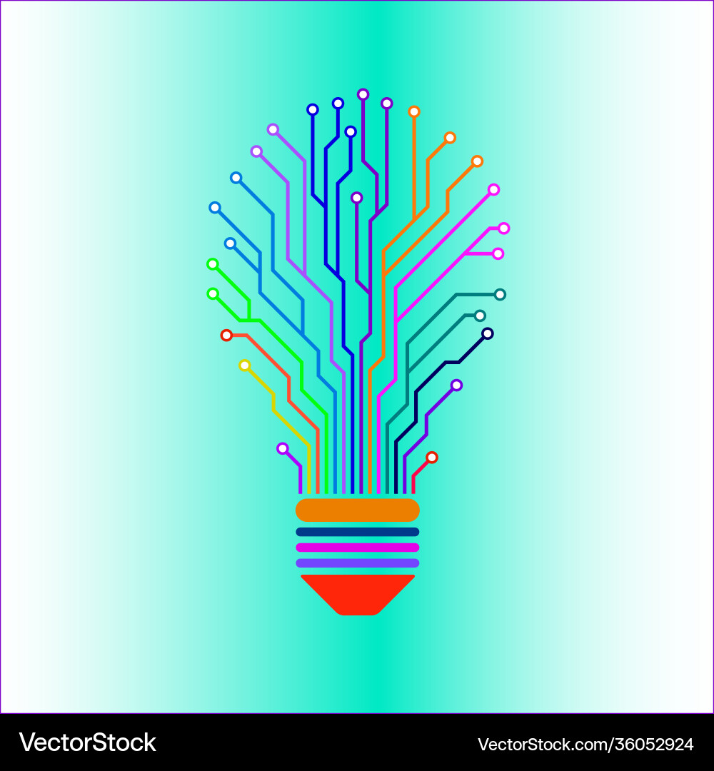 Abstract colorful lamp with circuit board Abstract colorful lamp with circuit board Vector Image