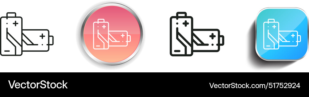 Batteries icon thin linear regular and button vector image